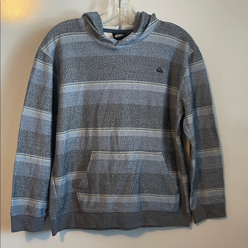 Quiksilver Blue and Gray Hoodie Size XL Boys